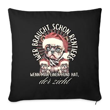 drôle Père Noël Bulldog chiens de Noël - Housse de coussin décorative 45 x 45 cm - noir - Devant