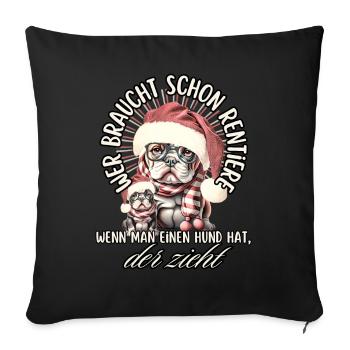 drôle Père Noël Bulldog chiens de Noël - Housse de coussin décorative 45 x 45 cm - noir - Devant