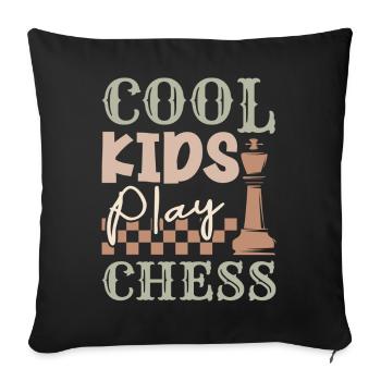Coole Kinder spielen Schach Schach Schach Spiel - Sofakissenbezug 45 x 45 cm - Schwarz - Vorne