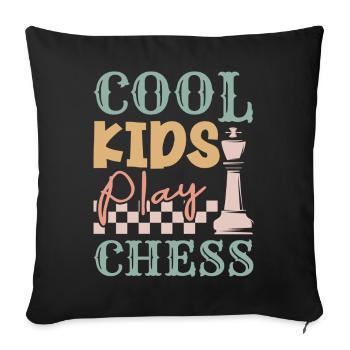 Coole Kinder spielen Schach Schach Schach Spiel - Sofakissenbezug 45 x 45 cm - Schwarz - Vorne