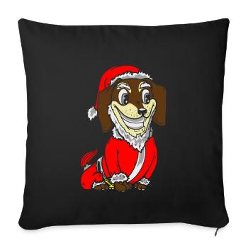 Cadeau de chiot costume de Noël teckel - Housse de coussin décorative 45 x 45 cm - noir - Devant
