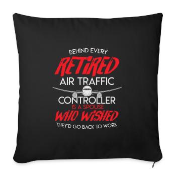 Retraite du trafic aérien Air Controller Airplane - Housse de coussin décorative 45 x 45 cm - noir - Devant