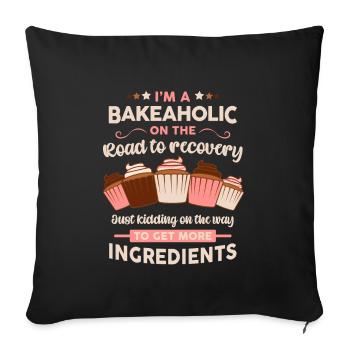Baker Pâtissier Chef Cuisinier drôle bakéholic dire - Housse de coussin décorative 45 x 45 cm - noir - Devant