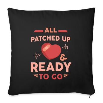 Open Heart Surgery Survivor All Patched Up Gift - Sofa pillowcase 17,3'' x 17,3'' (45 x 45 cm) - black - Front