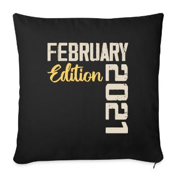 February 2021 Birthday February 2021 Retro - Sofa pillowcase 17,3'' x 17,3'' (45 x 45 cm) - black - Front