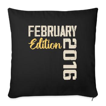 February 2016 Birthday February 2016 Retro - Sofa pillowcase 17,3'' x 17,3'' (45 x 45 cm) - black - Front