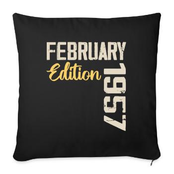 Februar 1957 Geburtstag Februar 1957 Retro - Sofakissenbezug 45 x 45 cm - Schwarz - Vorne
