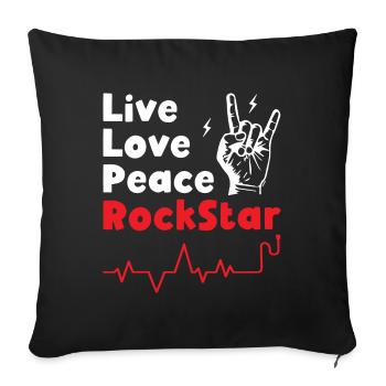 Vivre Amour Paix Rockstars - Housse de coussin décorative 45 x 45 cm - noir - Devant