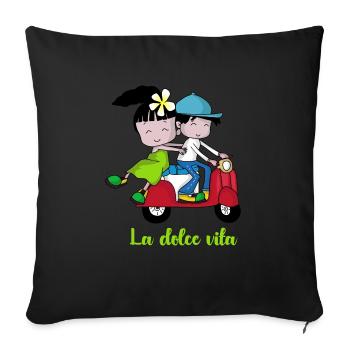 La dolce vita – Paire scooter - Housse de coussin décorative 45 x 45 cm - noir - Devant