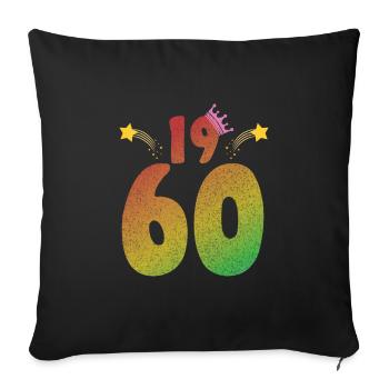 Anniversaire LGBT avec couronne 1960 - Housse de coussin décorative 45 x 45 cm - noir - Devant
