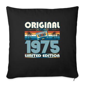 48th Birthday Retro Cassette Best of Octobre 1975 - Housse de coussin décorative 45 x 45 cm - noir - Devant
