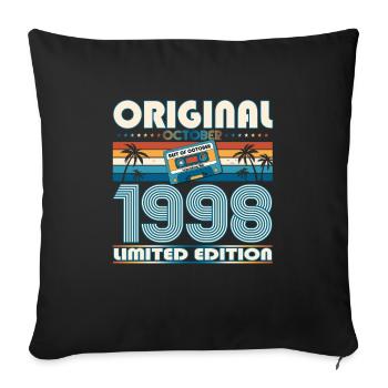 25th Birthday Retro Cassette Best of Octobre 1998 - Housse de coussin décorative 45 x 45 cm - noir - Devant