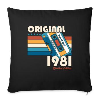 44th Birthday Cassette April 1981 - Sofa pillowcase 17,3'' x 17,3'' (45 x 45 cm) - black - Front