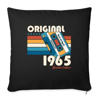 60th Birthday Cassette April Vintage 1965 - Sofa pillowcase 17,3'' x 17,3'' (45 x 45 cm) - black - Front