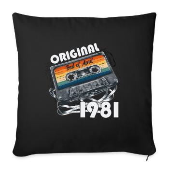 44th Birthday Cassette April 1981 - Sofa pillowcase 17,3'' x 17,3'' (45 x 45 cm) - black - Front