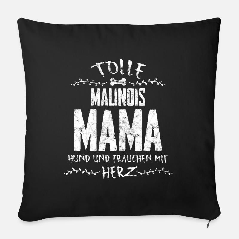 Malinois Hund Liebe Mama Herz Frauchen - Sofakissenbezug 45 x 45 cm - Schwarz