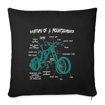 Anatomie d’un vélo de montagne en descente - Housse de coussin décorative 45 x 45 cm - noir - Devant