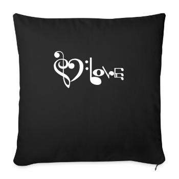 Coeur de musique d'amour - Housse de coussin décorative 45 x 45 cm - noir - Devant