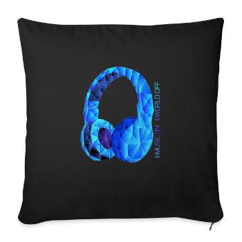 Casque musique géométrique sur, monde de poly - Housse de coussin décorative 45 x 45 cm - noir - Devant