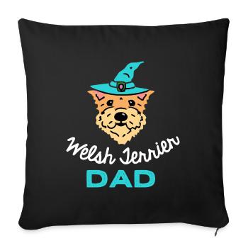 Welsh Terrier Papa Sorcier Chien Papa Cadeau Rétro - Housse de coussin décorative 45 x 45 cm - noir - Devant
