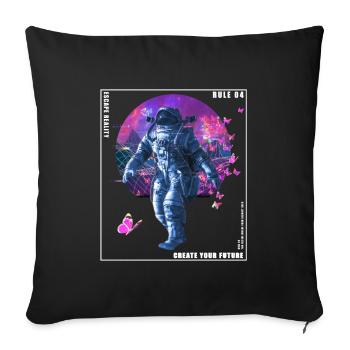 Vaporwave Glitch Retro Astronaut - Sofakissenbezug 45 x 45 cm - Schwarz - Vorne