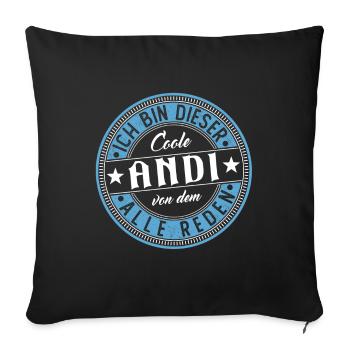 Andi Geschenkidee Geschenk Geburtstag - Sofakissenbezug 45 x 45 cm - Schwarz - Vorne