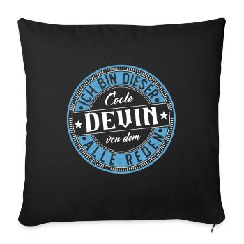 Devin Geschenkidee Geschenk Geburtstag - Sofakissenbezug 45 x 45 cm - Schwarz - Vorne