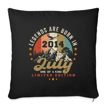 Jahrgang Geboren im Juli 2014 Jubiläum Juli 2014 - Sofakissenbezug 45 x 45 cm - Schwarz - Vorne