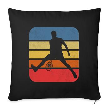 Joueur de tennis Raquette de tennis Court de tennis cadeau - Housse de coussin décorative 45 x 45 cm - noir - Devant