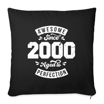 Millésime 2000 anniversaire - rétro 2000 - Housse de coussin décorative 45 x 45 cm - noir - Devant