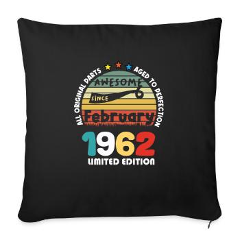 1962 vintage anniversaire rétro édition limitée - Housse de coussin décorative 45 x 45 cm - noir - Devant
