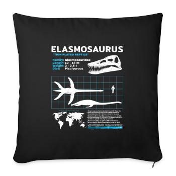 Fiche d’information sur Elasmosaurus - Housse de coussin décorative 45 x 45 cm - noir - Devant