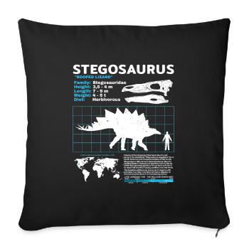 Stegosaurus Datasheet - Sofa pillowcase 17,3'' x 17,3'' (45 x 45 cm) - black - Front