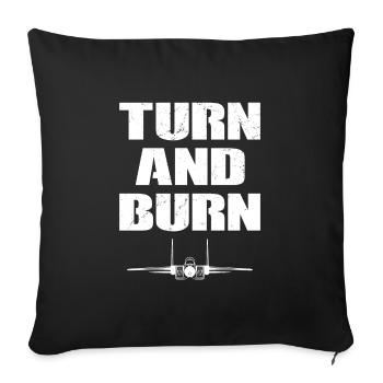 Turn and Burn Kampfflugzeug - Sofakissenbezug 45 x 45 cm - Schwarz - Vorne