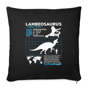 Lambeosaurus Datenblatt Fact Sheet - Sofakissenbezug 45 x 45 cm - Schwarz - Vorne