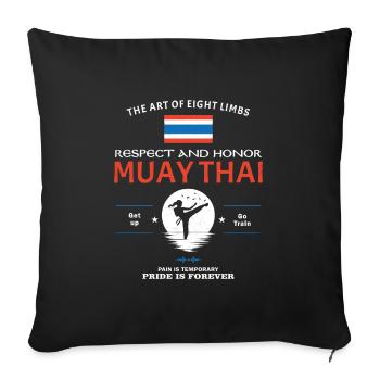 Muay Thai Girl - Sofa pillowcase 17,3'' x 17,3'' (45 x 45 cm) - black - Front