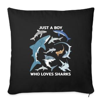 Just a boy who loves Sharks - Sofa pillowcase 17,3'' x 17,3'' (45 x 45 cm) - black - Front