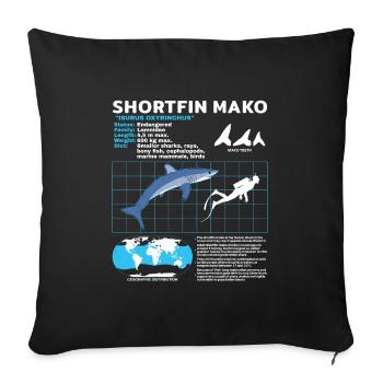 Makohai fact sheet - Sofa pillowcase 17,3'' x 17,3'' (45 x 45 cm) - black - Front