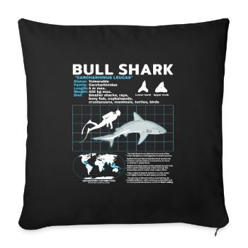 Bull Shark Data Sheet - Sofa pillowcase 17,3'' x 17,3'' (45 x 45 cm) - black - Front