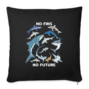 No Fins No Future Blauhai Walhai Haiarten - Sofakissenbezug 45 x 45 cm - Schwarz - Vorne