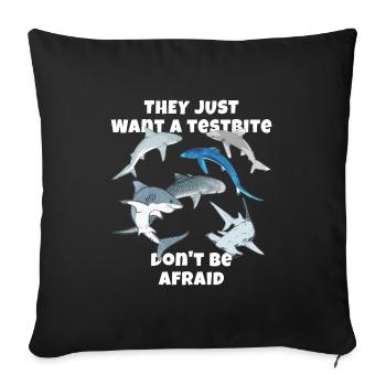 Espèces de requins : Requin bleu, Requin tigre, Requin marteau - Housse de coussin décorative 45 x 45 cm - noir - Devant