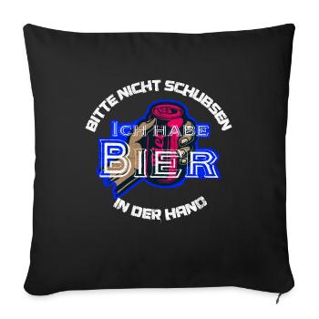 Ich habe Bier in der Hand Festival / Party - Sofakissenbezug 45 x 45 cm - Schwarz - Vorne