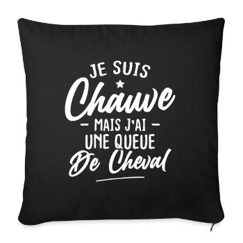 Je suis chauve mais j'ai une queue de cheval - Housse de coussin décorative 45 x 45 cm - noir - Devant
