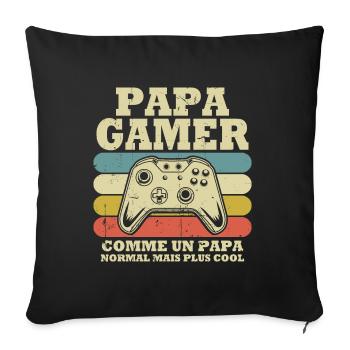 Papa gamer comme un papa normal - Housse de coussin décorative 45 x 45 cm - noir - Devant