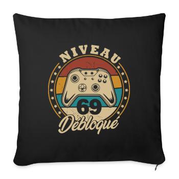 Niveau 69 débloque - Housse de coussin décorative 45 x 45 cm - noir - Devant