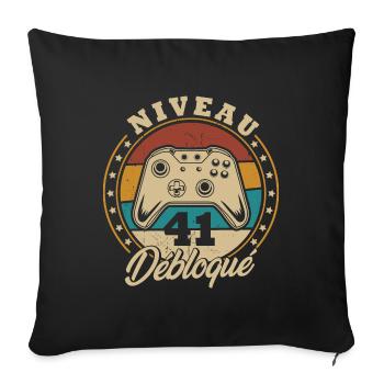 Niveau 41 débloque - Housse de coussin décorative 45 x 45 cm - noir - Devant
