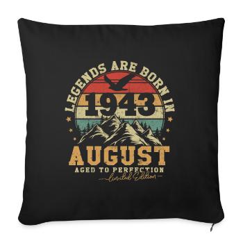 August 1943 vintage retro anniversary 1943 - Sofa pillowcase 17,3'' x 17,3'' (45 x 45 cm) - black - Front