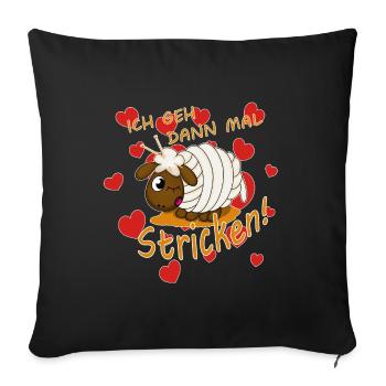 Ich geh dann mal stricken Schaf - Sofakissenbezug 45 x 45 cm - Schwarz - Vorne