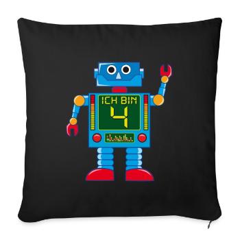 Robot 4 ans 4ème anniversaire - Housse de coussin décorative 45 x 45 cm - noir - Devant