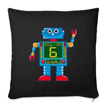 Robot 6 ans 6 ans 6 ans - Housse de coussin décorative 45 x 45 cm - noir - Devant